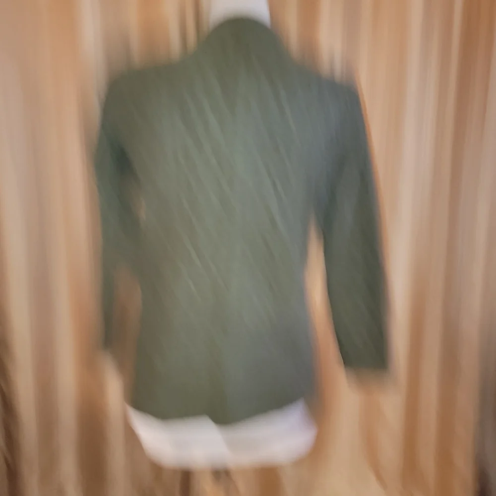 Talbots Cable Knit Cardigan Sweater Olive Green Size Medium Petite